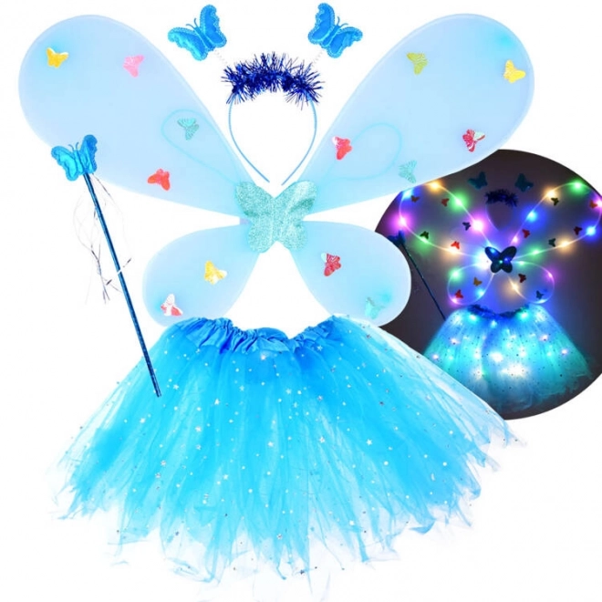 Blue Fairy Costume with LED Wings