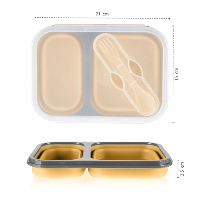 Silicone Lunch Box with Cutlery - Large, Dove Grey