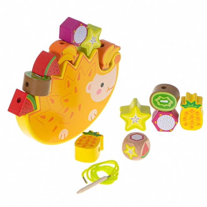 Montessori Balancing Hedgehog Wooden Blocks Game with Threaded Fruits