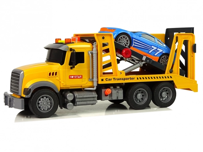 yellow rescue transport truck with sounds and lights