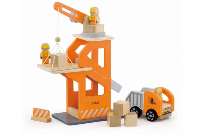 Wooden crane with elevator