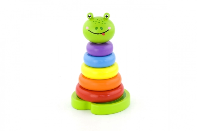 Wooden Stacking Pyramid Frog