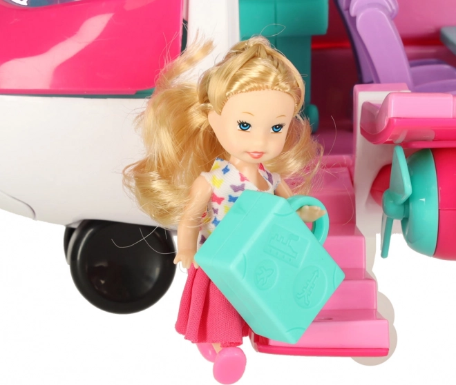 Aereo per bambole 2 in 1 con accessori rosa