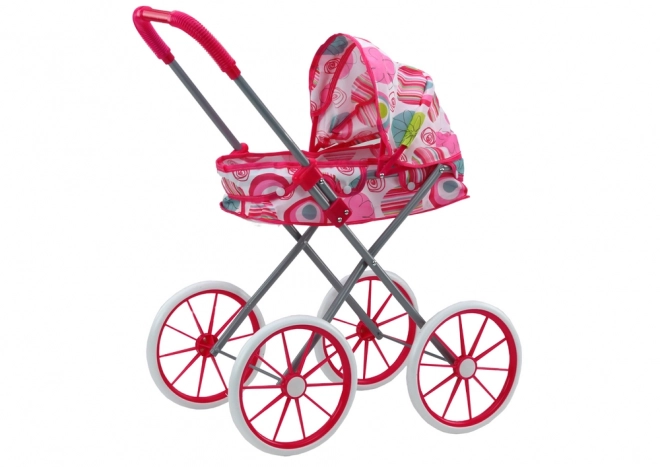 Pink Doll Stroller with Large Wheels