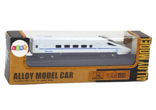 Sběratelský model vlakového vozu bílý 1:48 kovový