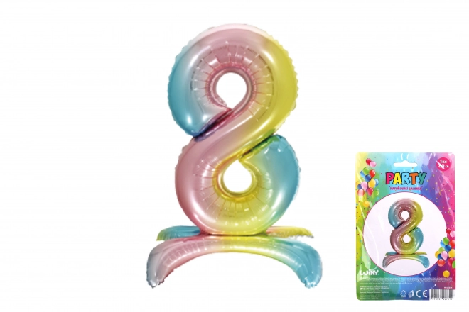 Inflatable Number 8 Balloon Rainbow