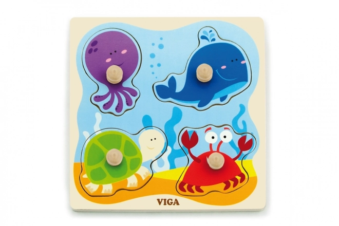 Wooden Puzzle with Sea Animals