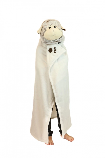 Cozy Noxxiez Sheep Hooded Blanket with Animal Paw Pockets