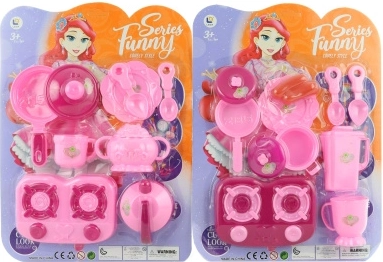 Plastic kids’ dishware set with stove and accessories
