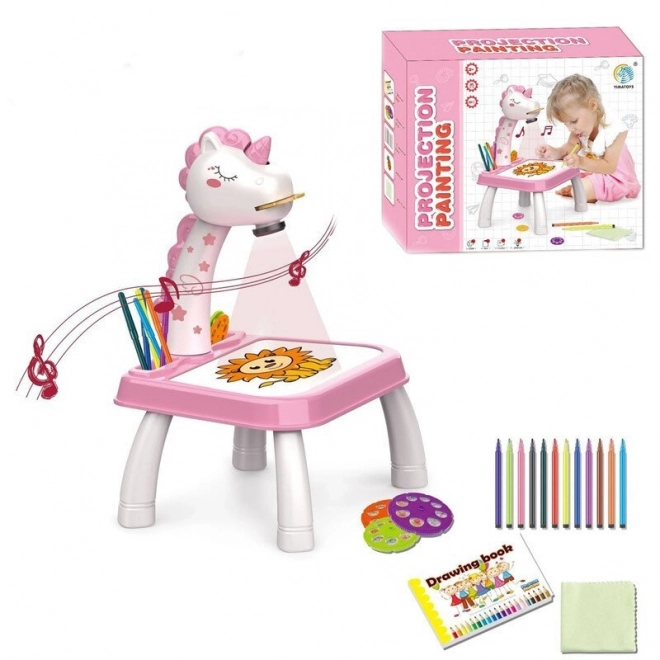 Unicorn Drawing Projector Table Pink