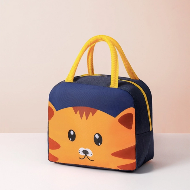 Thermal Insulated Lunch Bag with Cat Motif Blue 23 cm