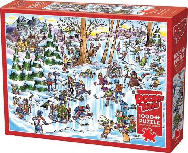 Cobble Hill Puzzle Doodletown: Hockey Town 1000 Pieces