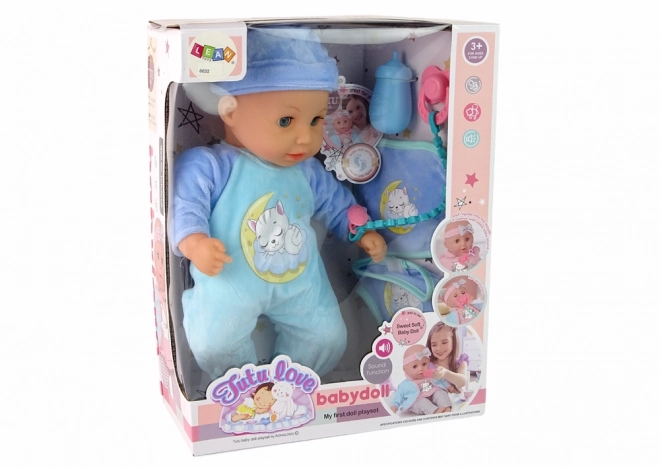 Baby Doll with Sound and Blue Pajamas Kitten Design