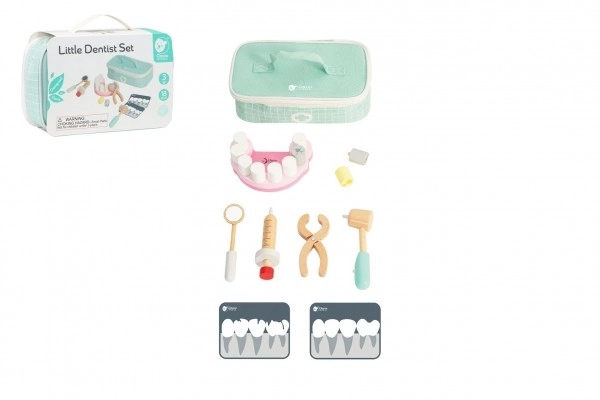 Dentist Play Set with Wooden Tools in Fabric Bag