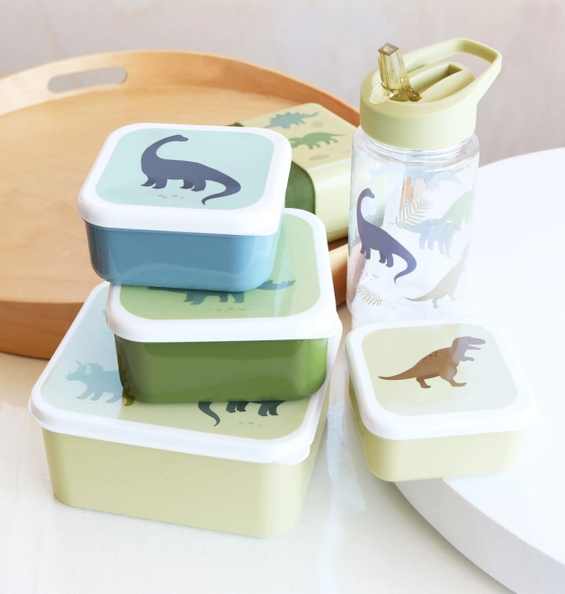 A Little Lovely Company lunchbox set with dinosaurs