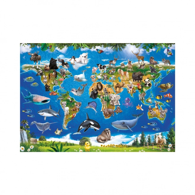 Animal World Map Puzzle