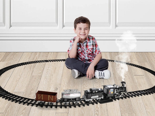 Remote Controlled Train Set with Locomotive and Carriages