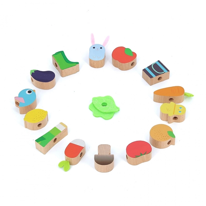 Vilac Wooden Bead Lacing Set - Farmyard