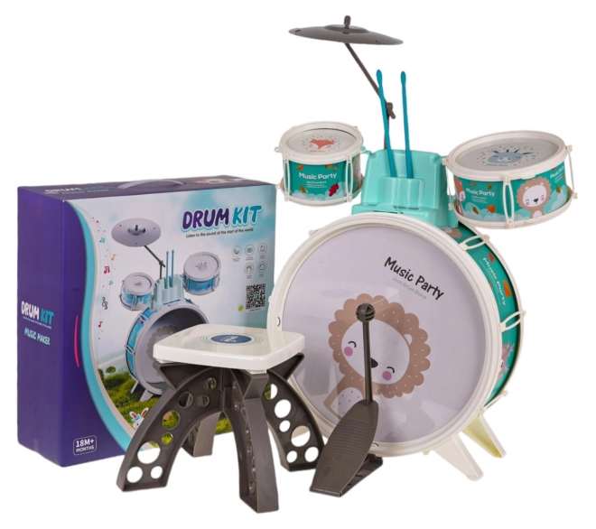 Musical Drum Set for Kids with Blue Lion