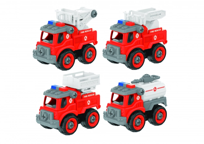 Screwing Fire Truck Set for Kids - 4 Pieces