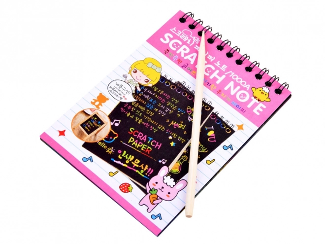 Rainbow Scratch Art Notepad with Stylus – pink