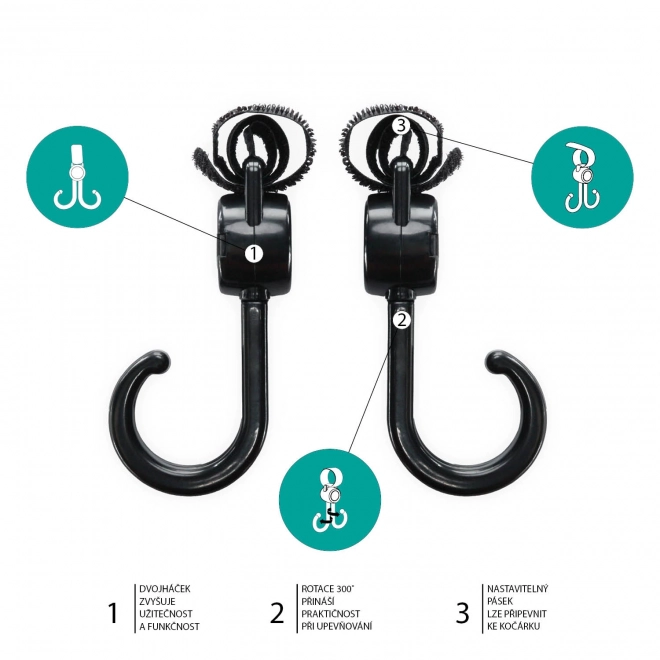 Double Stroller Hooks Set