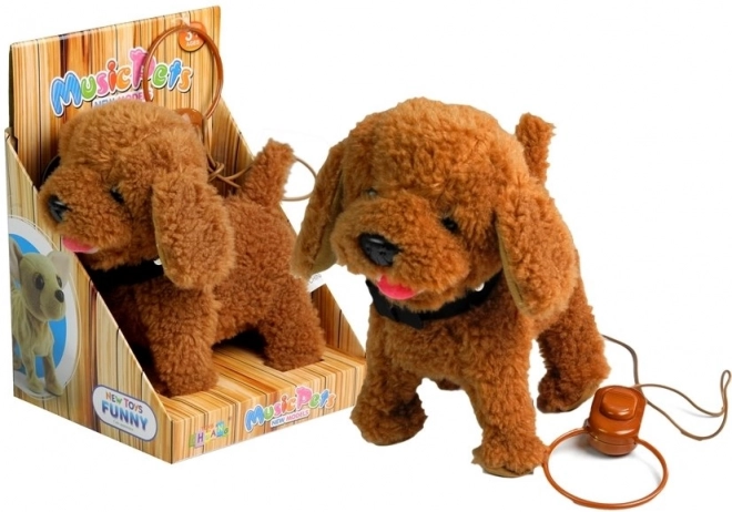 Interactive Brown Poodle Toy on a Leash