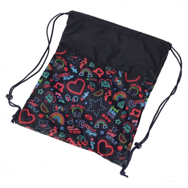 Bambino sports shoe and gear bag black with neon patterns