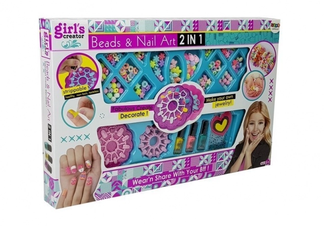 2-in-1 Bracelet Making and Nail Painting Set