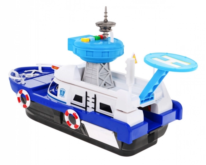 Interactive Police Boat 2-in-1 with Storage and Vehicles for Kids 3+