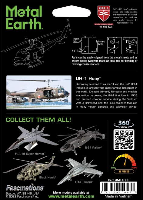 Metal Earth 3D Puzzle Helicopter UH-1 Huey