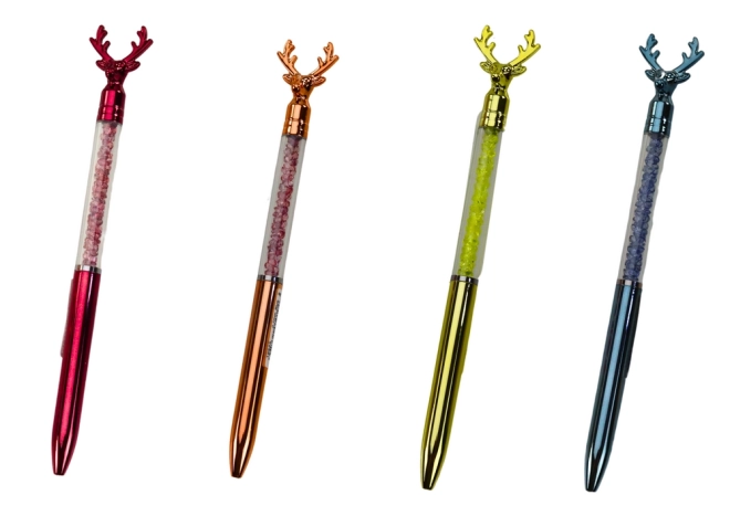 Elegant Pen with Deer and Diamonds