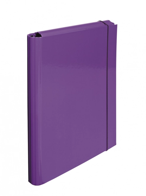 Three Flap Laminated Folder with Elastic - Purple Gloss