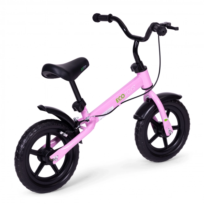 Pink children's balance bike with brake and EVA wheels - Ecotoys