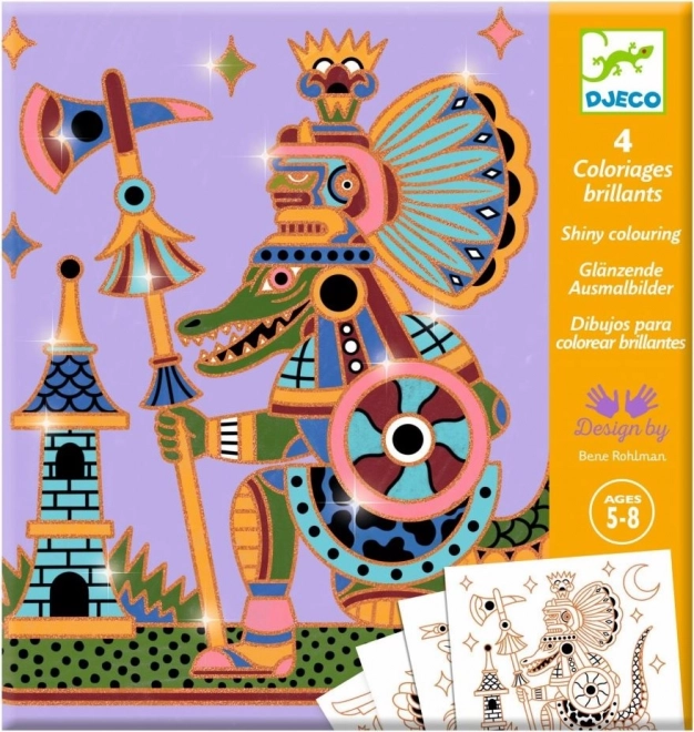 Djeco Shimmering Coloring Cards - Egypt