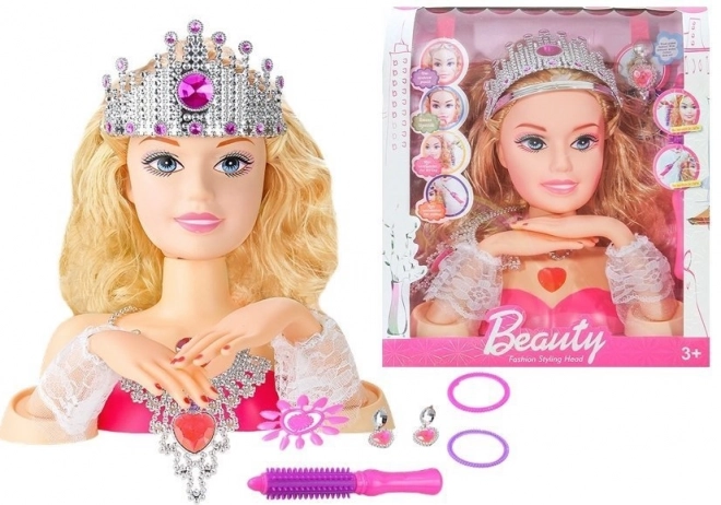 Doll Styling Head with Crown and Accessories