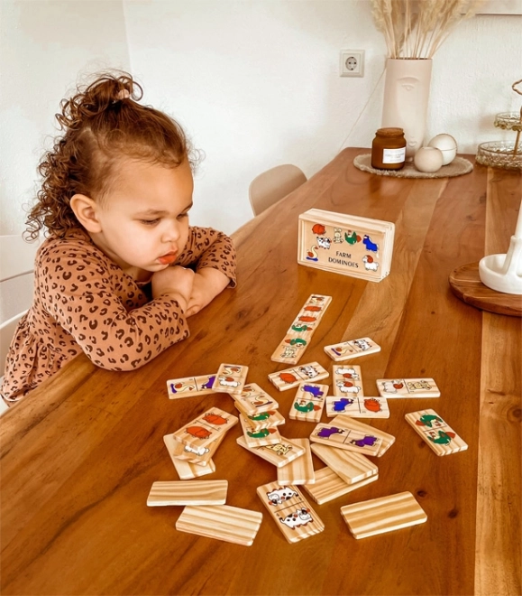 Small Foot Wooden Domino Farm Game