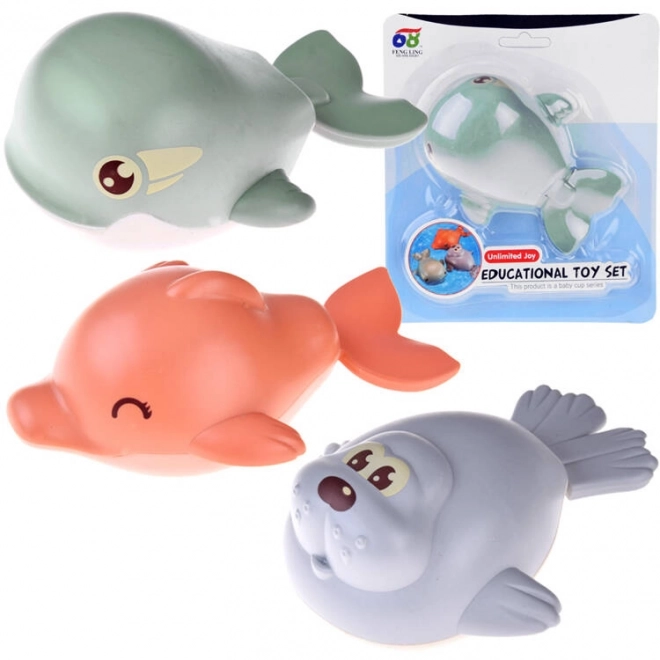 Wind-up Floating Bath Toy Set - Dolphin, Seal, Whale