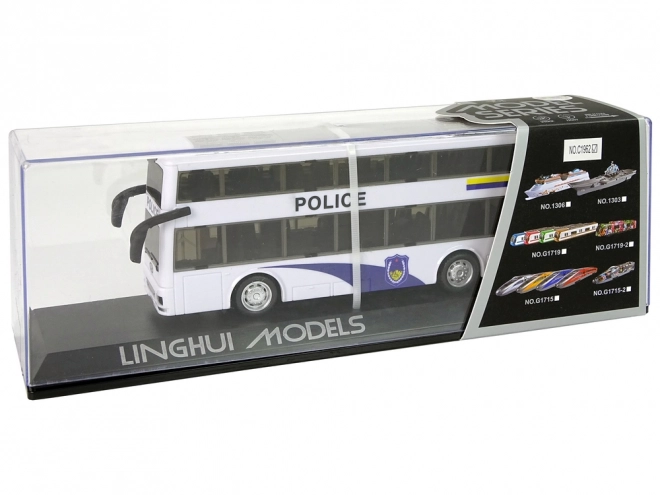 Double-Decker Police Bus with Sound and Pull-Back Mechanism