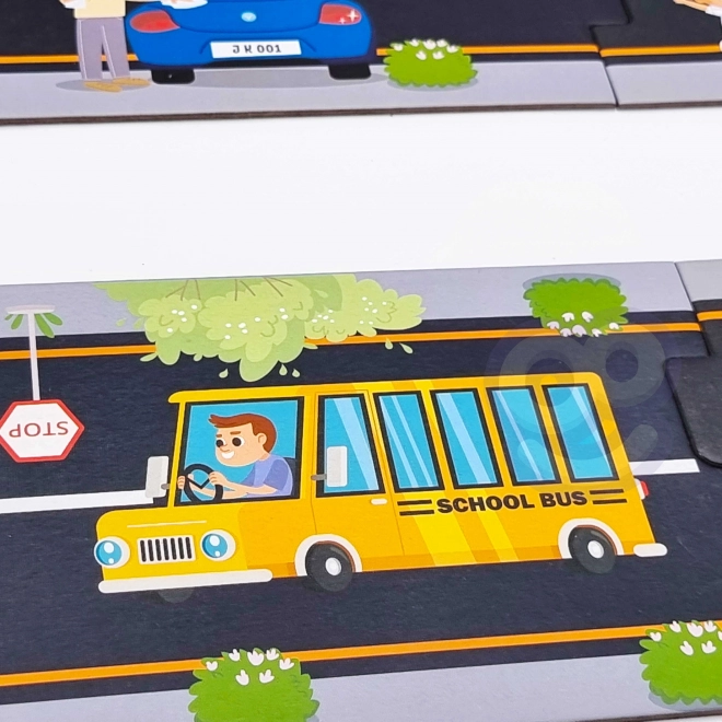 Woopie Green Stadtpuzzle für Kinder - Autorennbahn