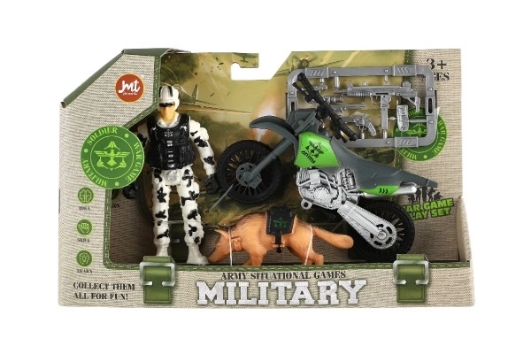 Military Action Playset with Motorcycle and Soldier