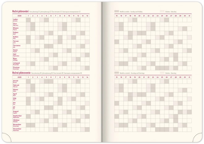 Weekly Planner Diamante 2025 Red