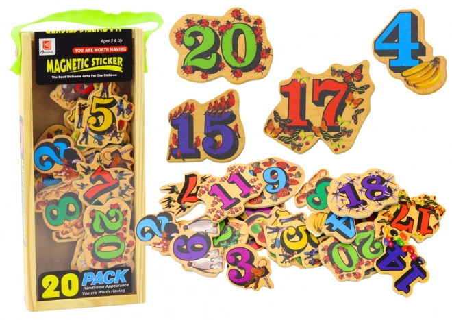 Set of Wooden Magnetic Numbers and Pictures