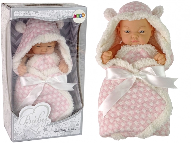 Sweet Baby Doll with Pink Bow Blanket