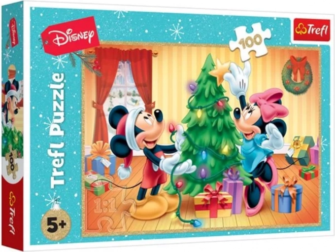 Trefl puzzle christmas with mickey and minnie 100 pieces