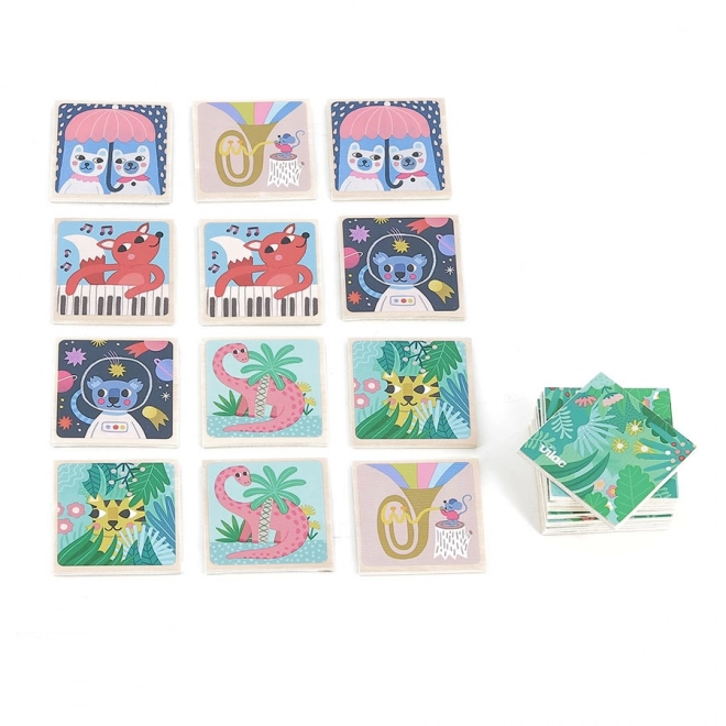 Vilac wooden memory game cheerful animals