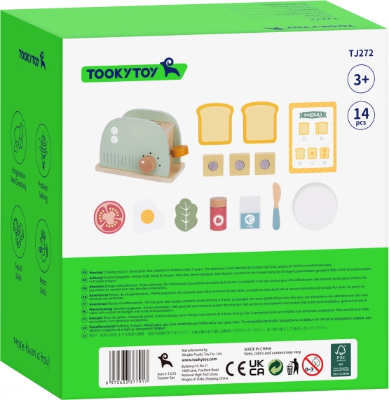Dřevěný toster pastelový snídaňový set od Tooky Toy