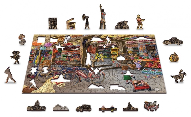 wooden puzzles toy shop 2 in 1 set, 400 pieces