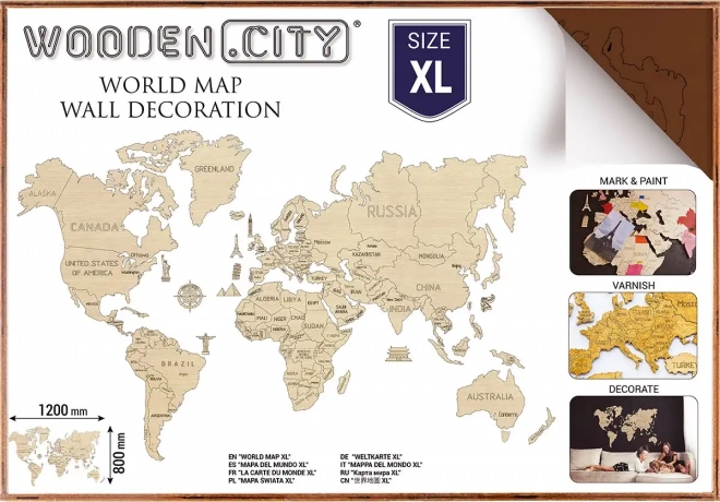 Wooden World Map XL