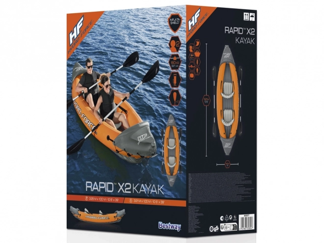 Inflatable Two-Person Kayak Lite-Rapid X2 With Paddles